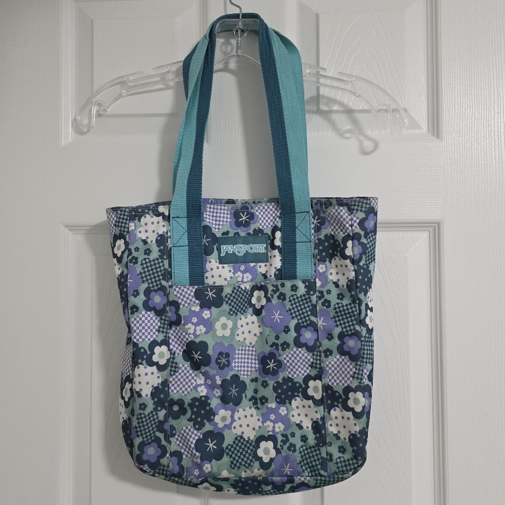 JANSPORT Laptop Teal & Pruple Floral Tote Bag